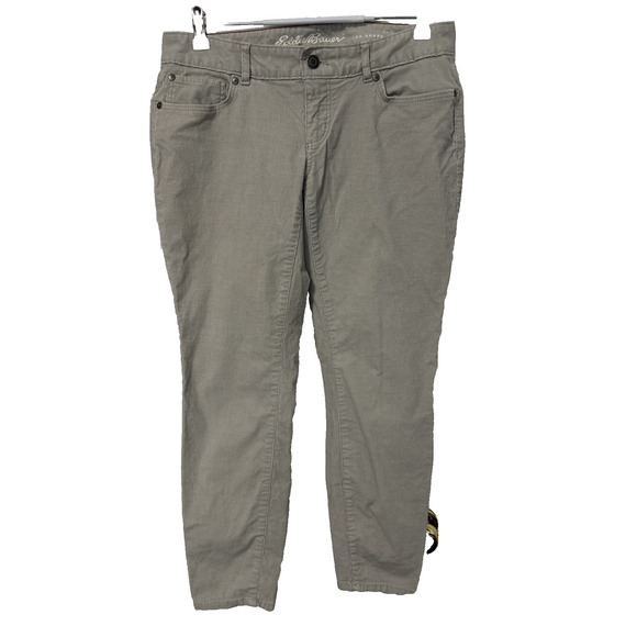 Eddie Bauer Women's 8P Slightly Curvy Skinny Corduroy Pants Light Gray Y2K 90's - Picture 1 of 9